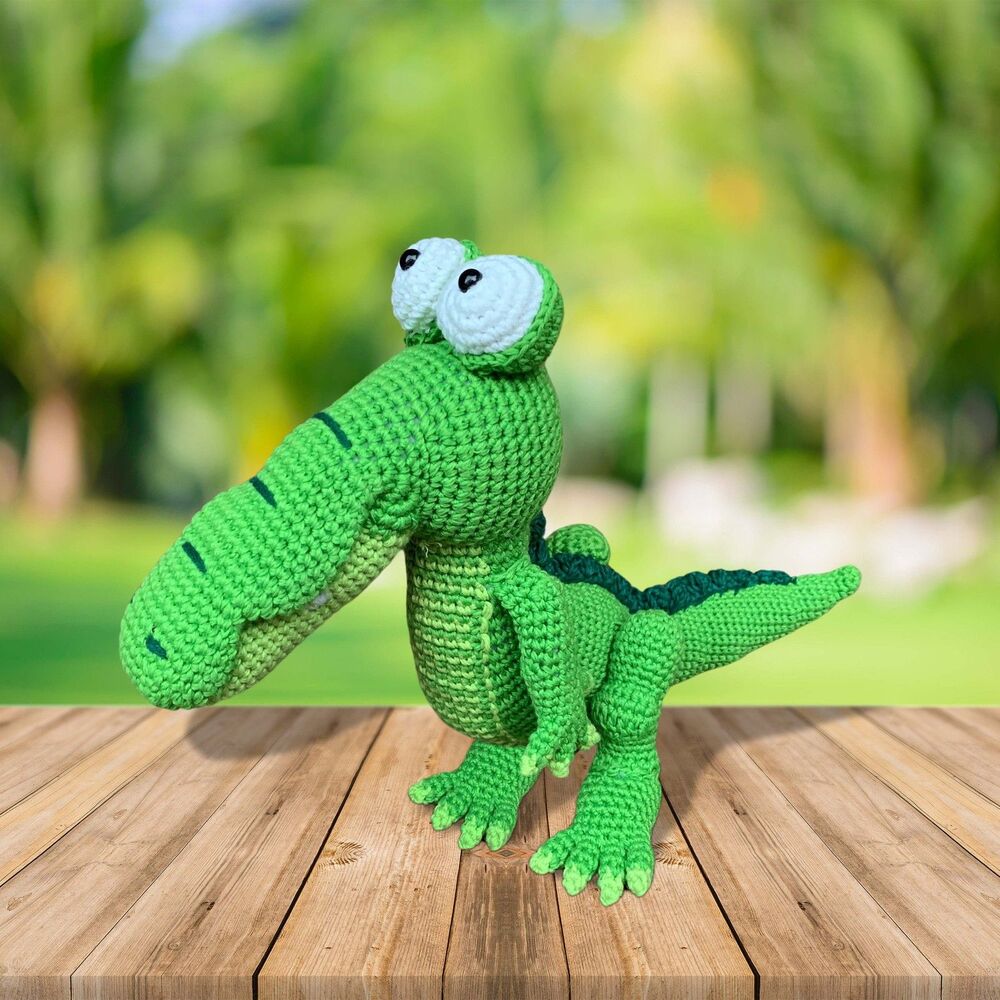 Handmade Crocheted Alligator Plush Toy | Unique Amigurumi Crocodile